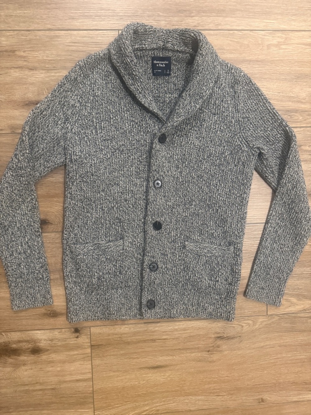 Vintage Abercrombie & Fitch Womens Shawl Collar Cardigan Gray 100% cotton